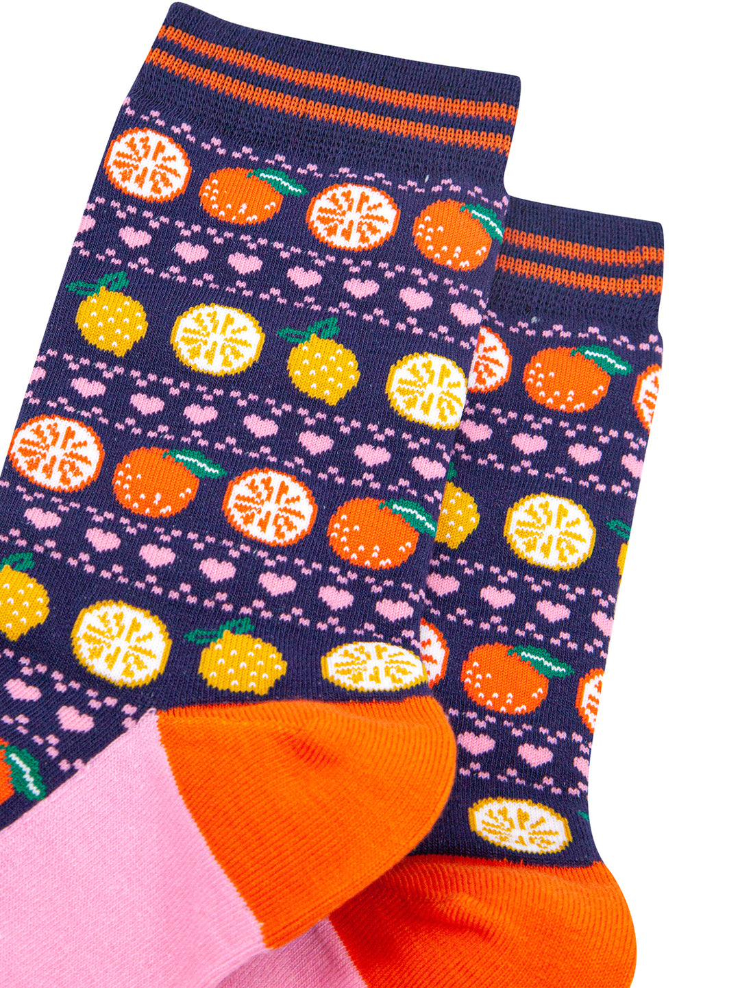 Oranges-&-Lemons-Bamboo-Socks-in-Navy-Blue-Closeup