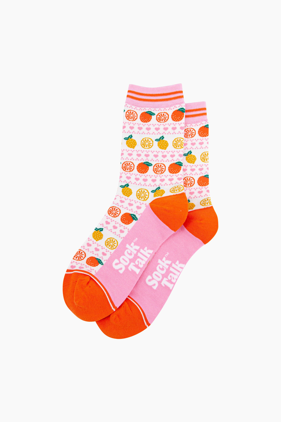 Oranges-&-Lemons-Bamboo-Socks-in-White-Lying-Flat