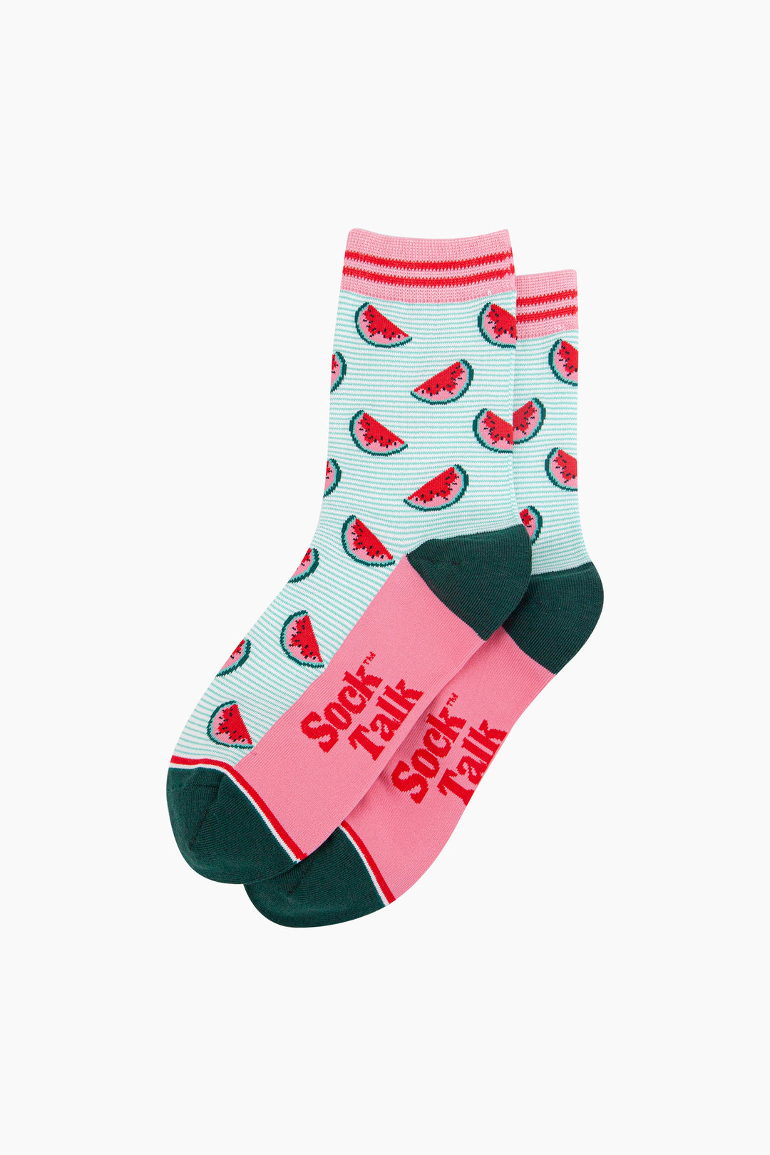 Sliced-Watermelon-Bamboo-Socks-in-Green-Flatlay