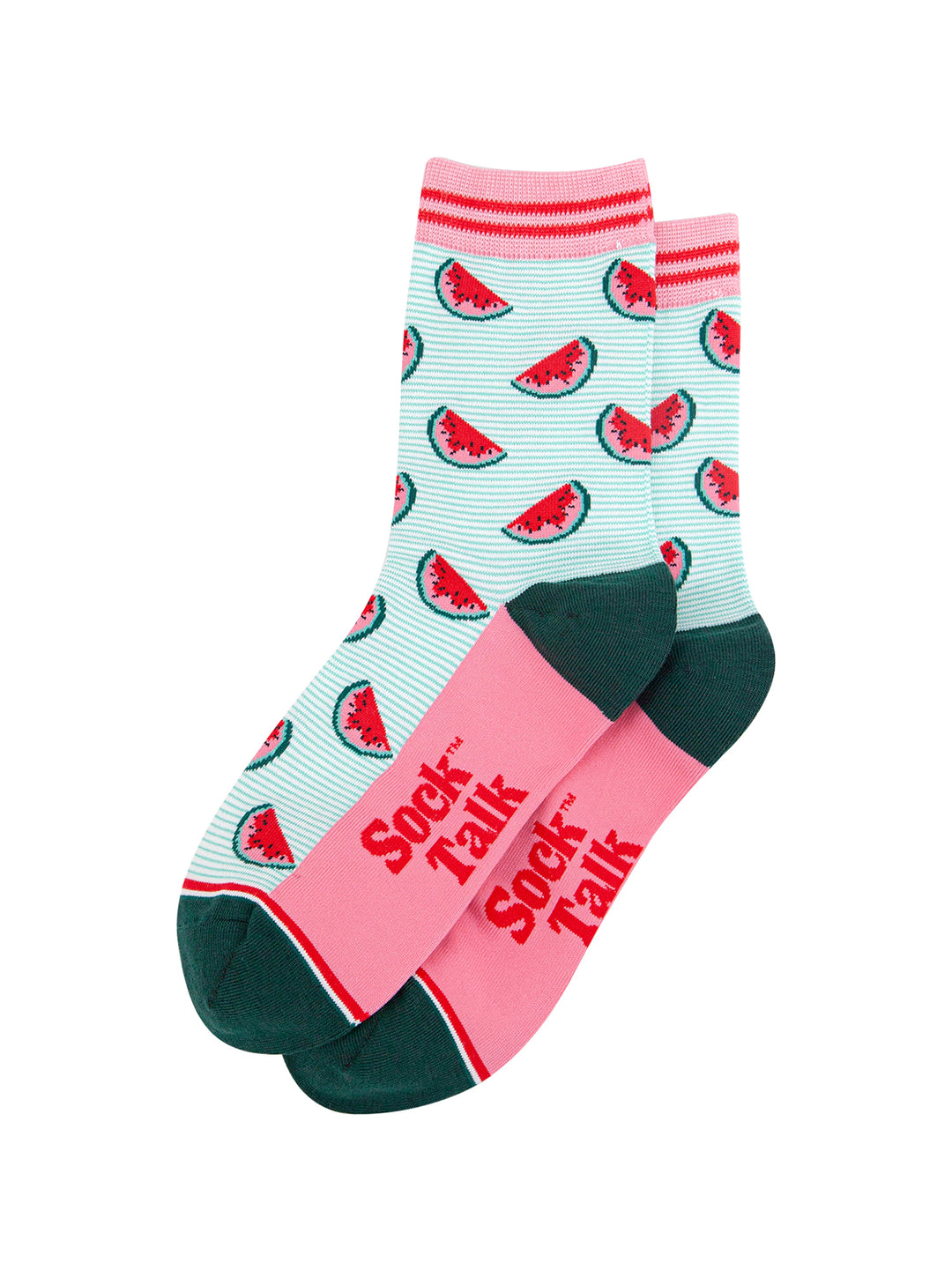 Sliced-Watermelon-Bamboo-Socks-in-Green-Flatlay