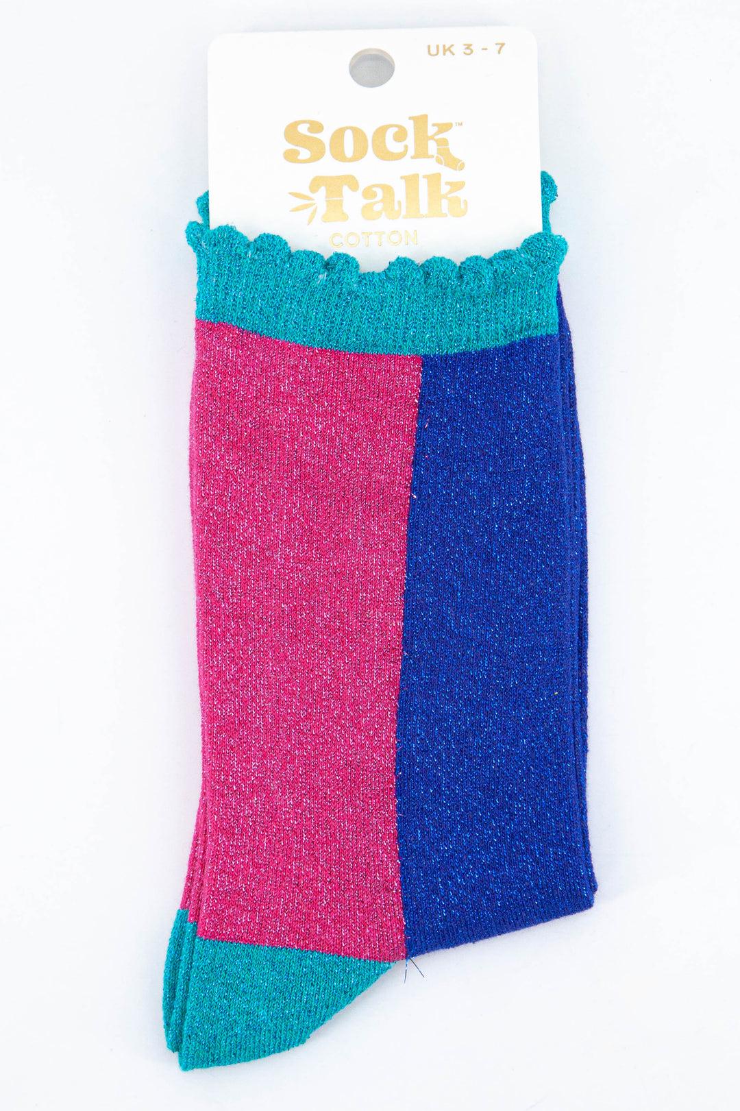 sparkly blue and pink glitter ankle socks uk size 3-7