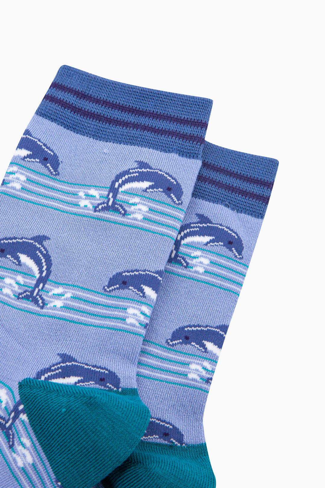 Dolphins-Striped-Bamboo-Socks-in-Blue-Close-Up