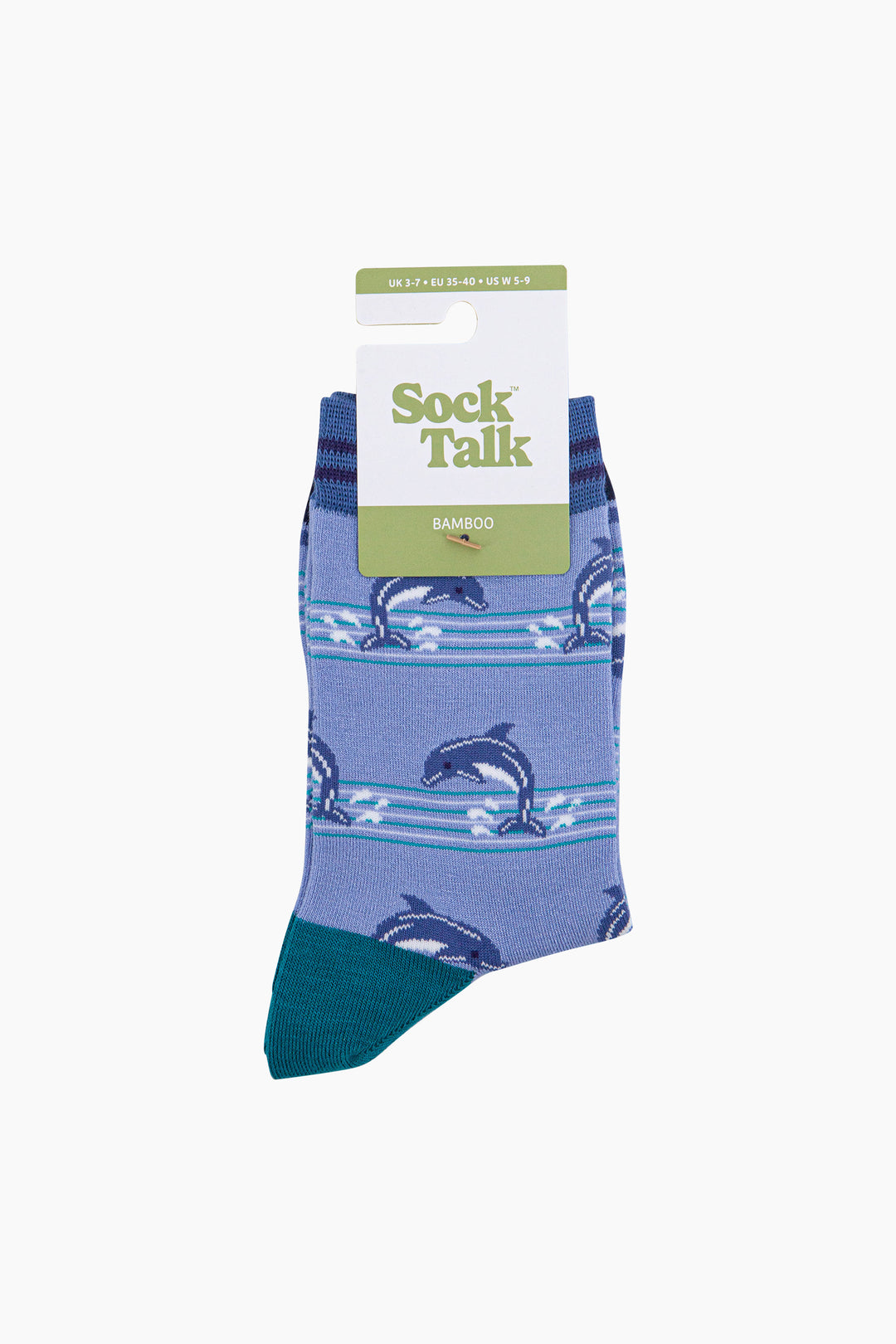 Dolphins-Striped-Bamboo-Socks-in-Blue-In-Packaging