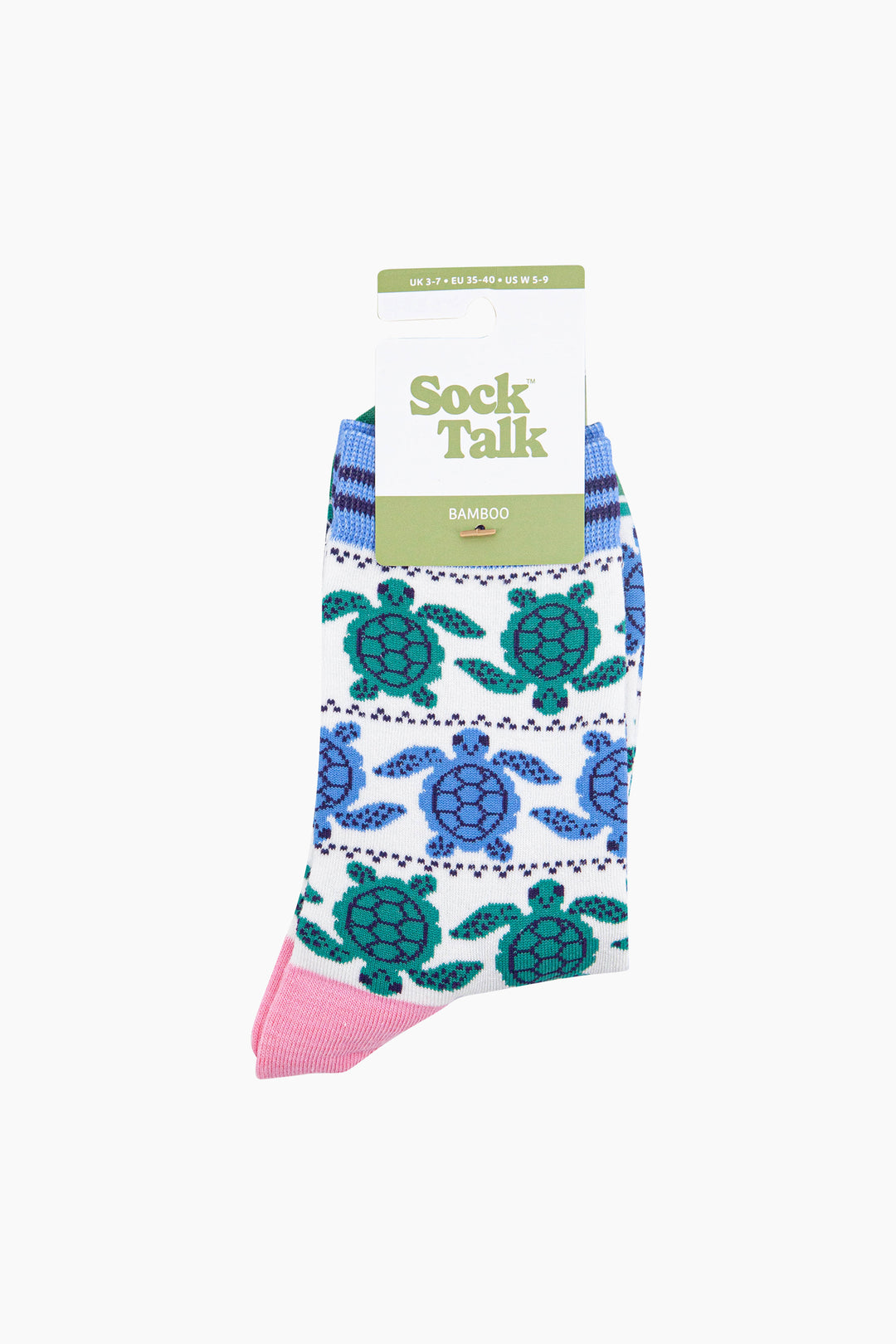 Sea-Turtle-Bamboo-Socks-in-White/Blue-In-Packaging