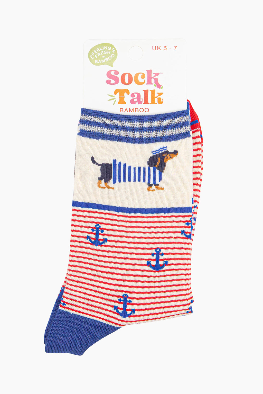 womens-bamboo-socks-cream-sausage-dog-sailor-stripe-in-sock-talk-packaging-uk-size-3-7