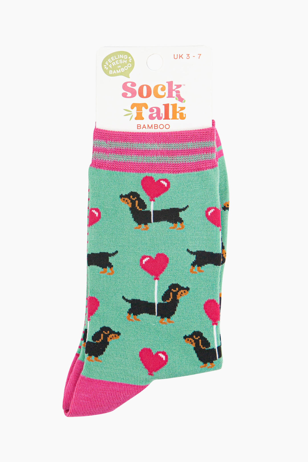 womens-bamboo-socks-mint-sausage-dog-love-heart-balloon-in-sock-talk-packaging-uk-size-3-7