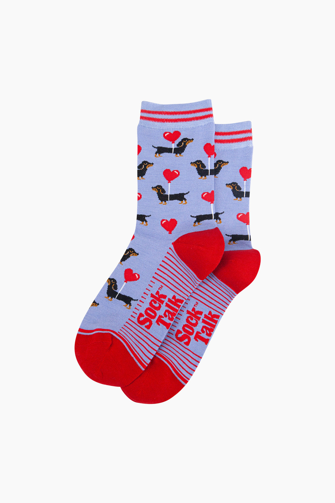 Sausage-Dogs-Heart-Balloon-Bamboo-Socks-in-Blue-Laid-Flat