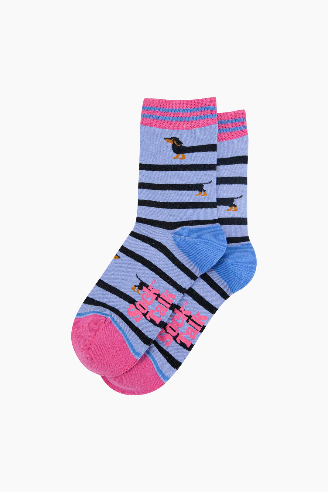 Winding-Sausage-Dog-Bamboo-Socks-in-Blue-Laid-Flat