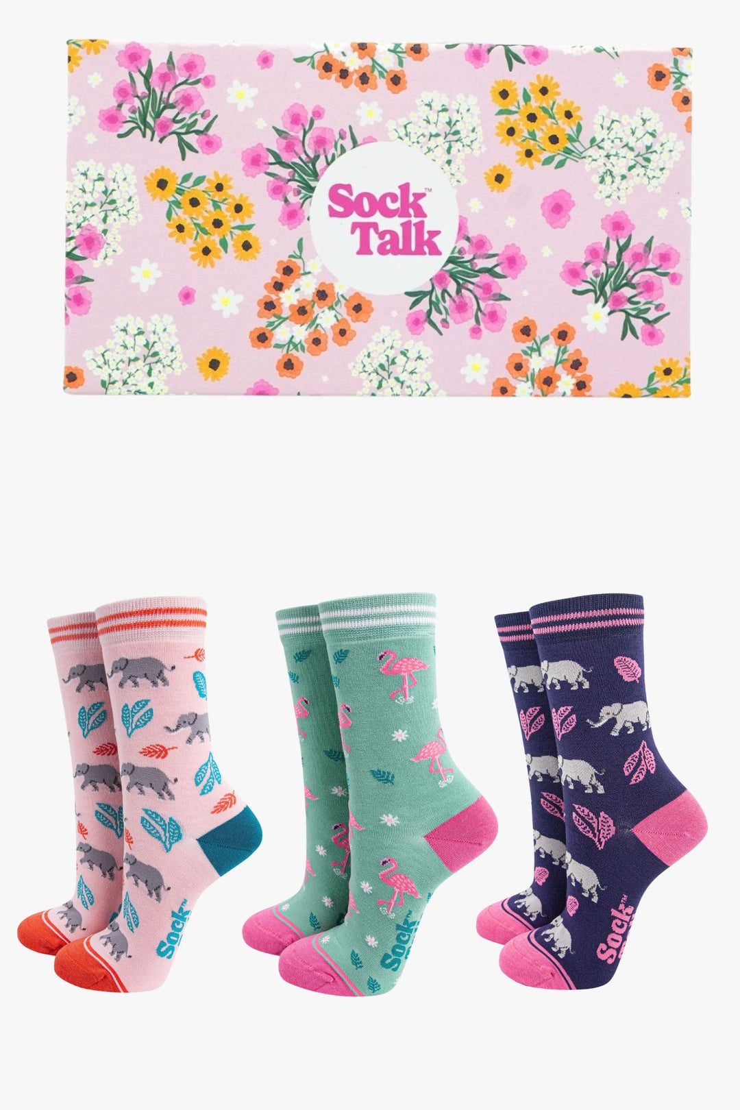 Elephants-&-Flamingos-Bamboo-Socks-Gift-Set