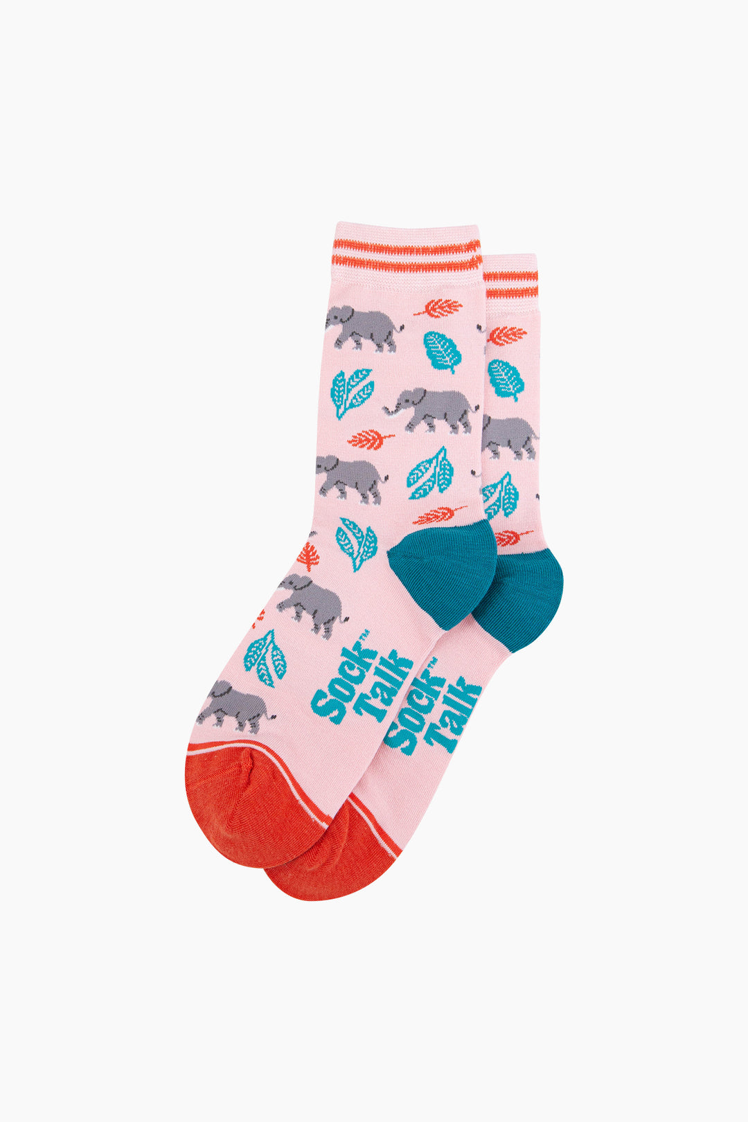 Elephants-Bamboo-Socks-in-Pink-Laid-Flat