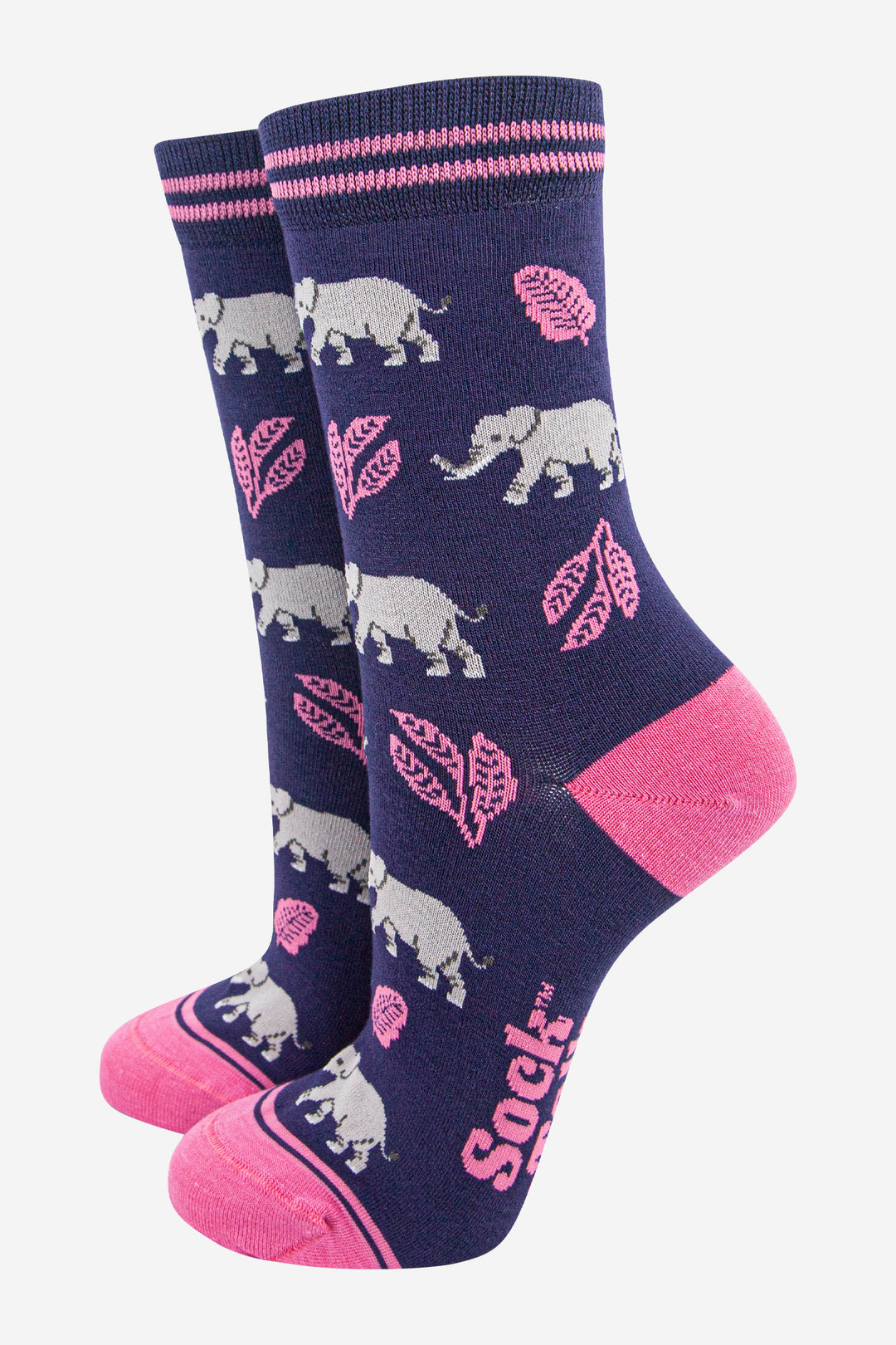 Elephants-&-Flamingos-Bamboo-Socks-Gift-Set-Navy