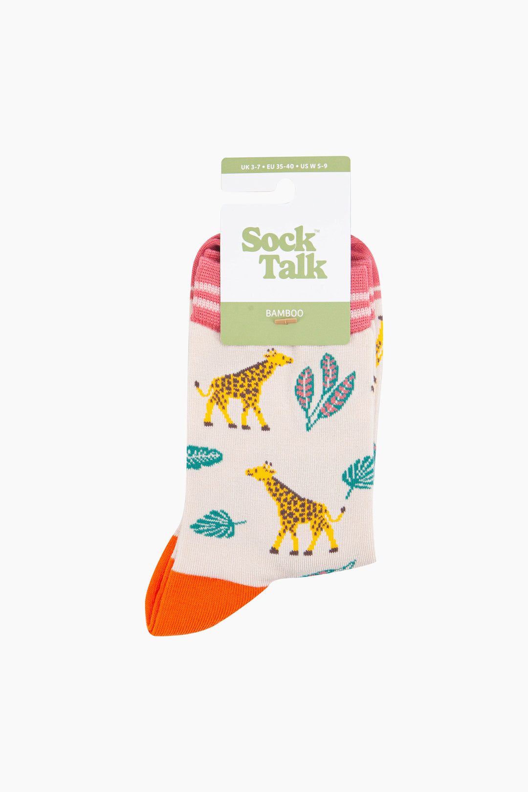 Giraffe-Bamboo-Socks-in-Cream-in-packaging