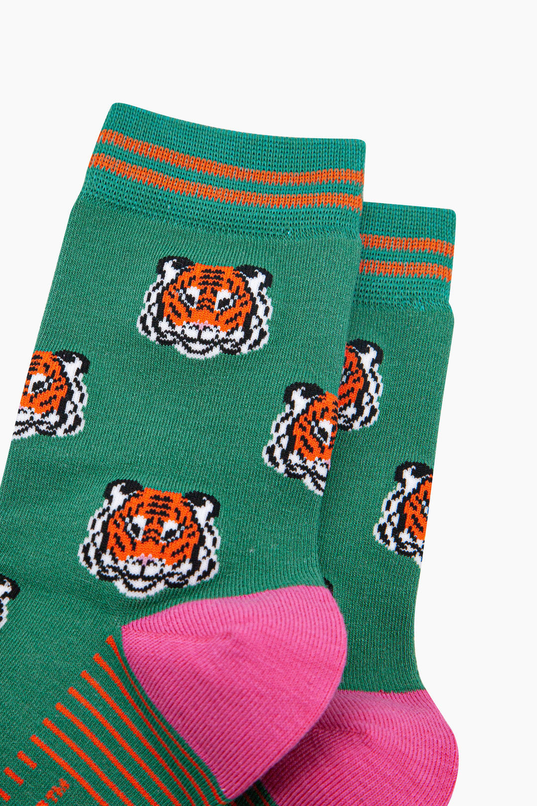 Tiger-Faces-Bamboo-Socks-in-Green-Close-Up