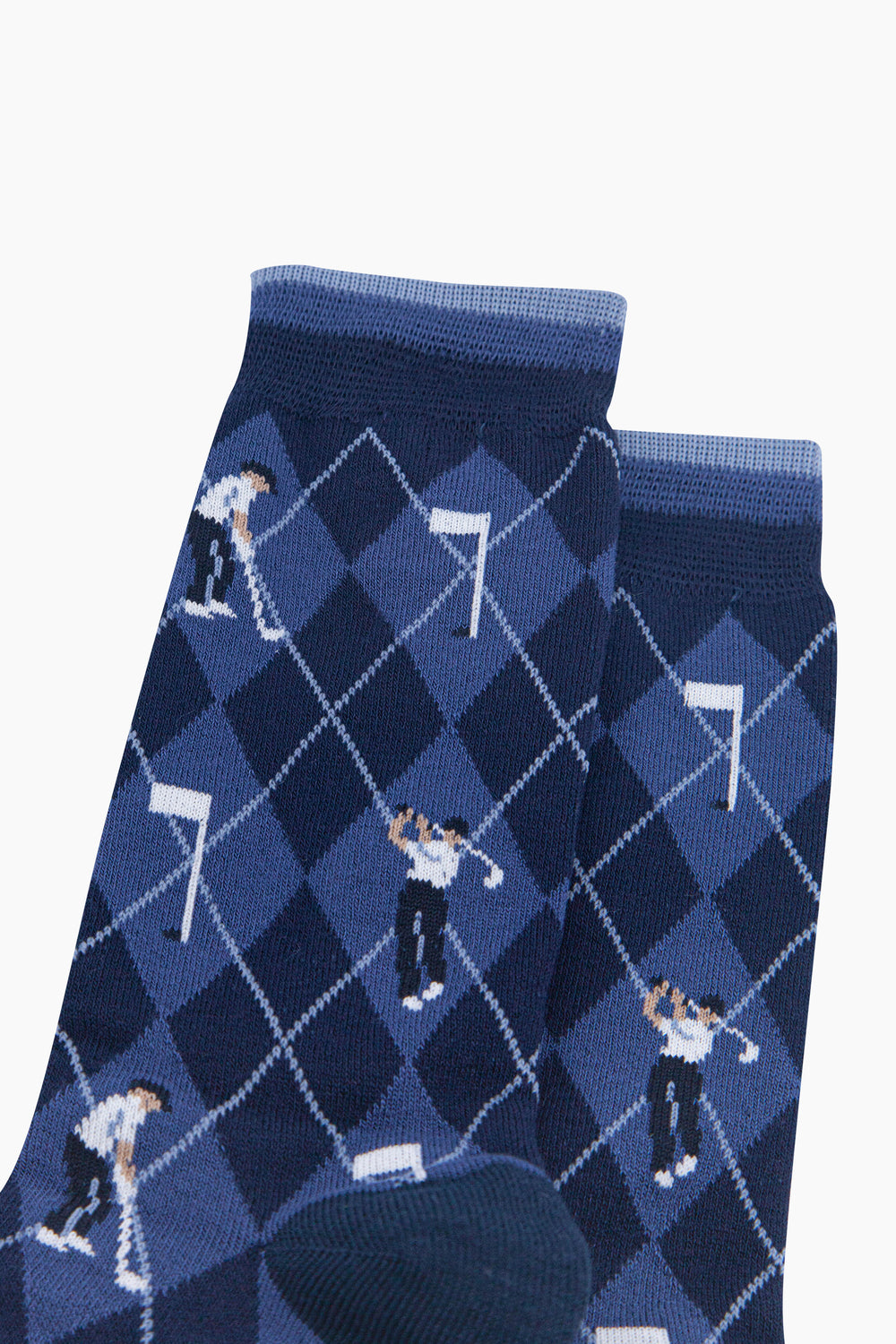 Golfer-Argyle-Men's-Bamboo-Socks-in-Denim-Blue-Close-Up