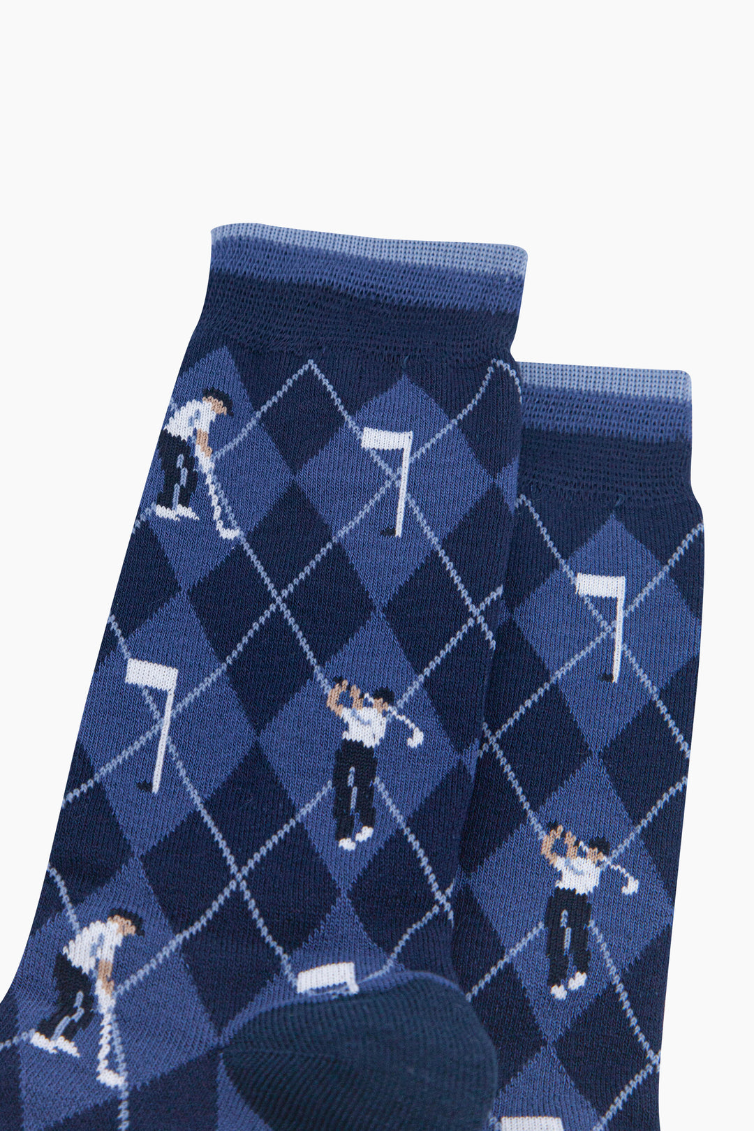 Golfer-Argyle-Men's-Bamboo-Socks-in-Denim-Blue-Close-Up