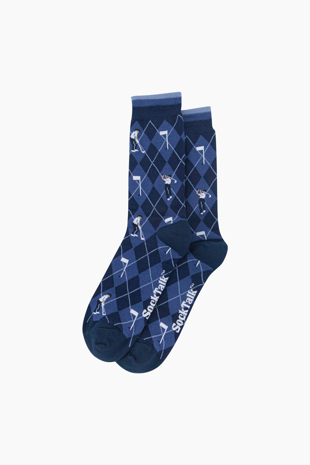 Golfer-Argyle-Men's-Bamboo-Socks-in-Denim-Blue-Laid-Flat