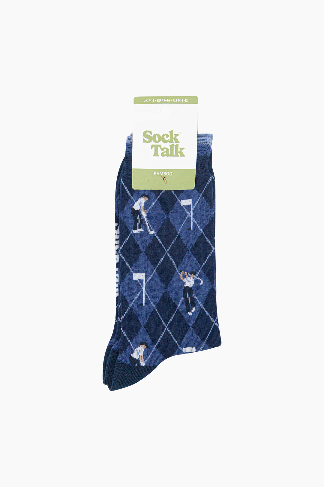 Golfer-Argyle-Men's-Bamboo-Socks-in-Denim-Blue-In-Packaging