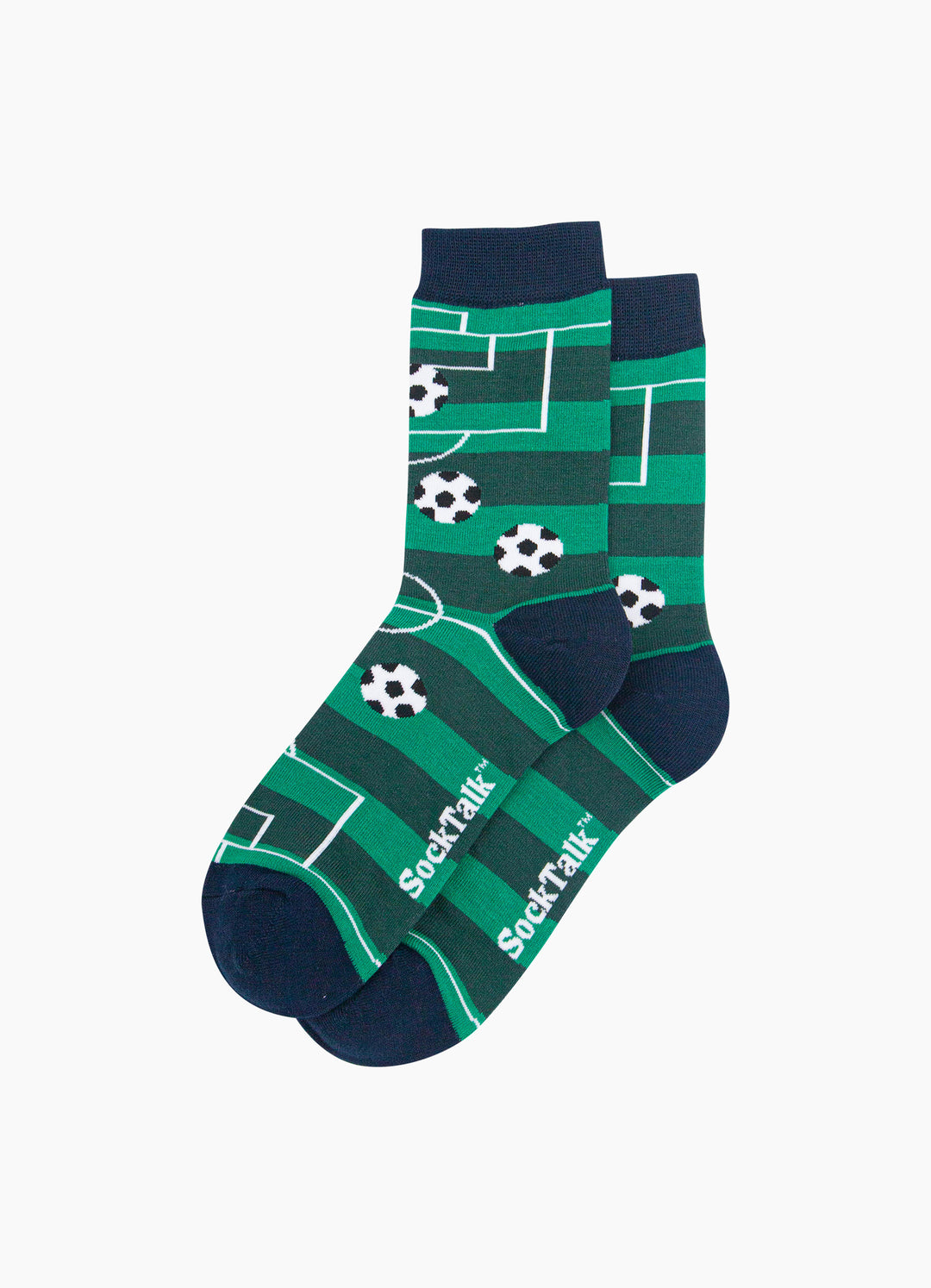 Football-Pitch-Men's-Bamboo-Socks-in-Green-Laid-Flat