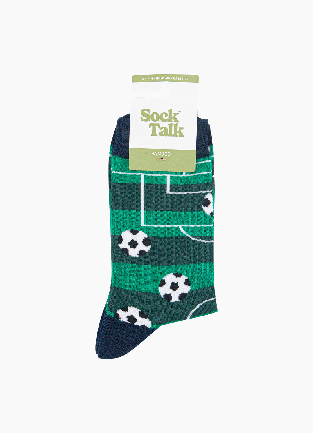 Football-Pitch-Men's-Bamboo-Socks-in-Green-In-Packaging