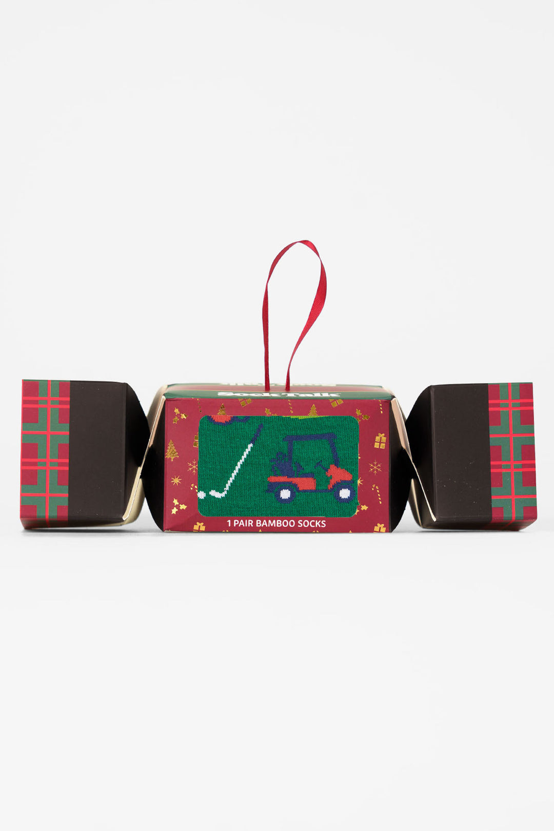 Golf-Course-Bamboo-Crew-Socks-Christmas-Cracker-Gift-Box-in-Green