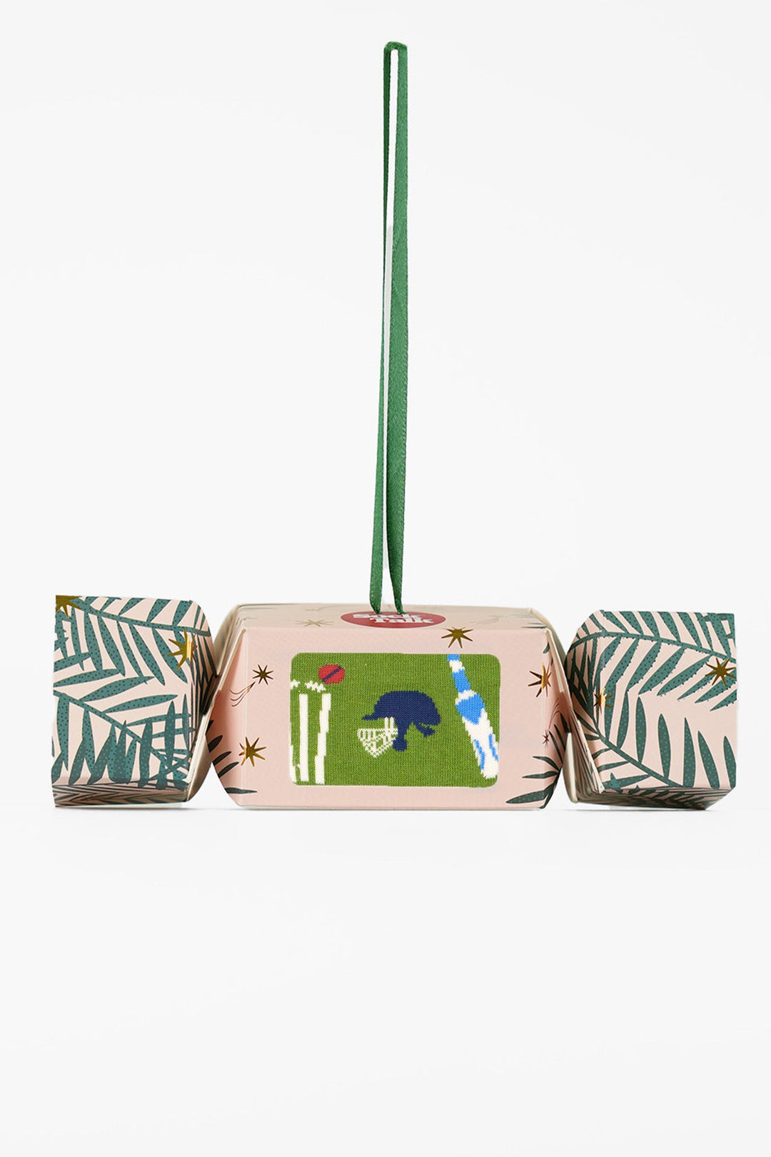 Men's Bamboo Crew Socks Christmas Cracker Gift Box - Green/Navy Blue, Cricket