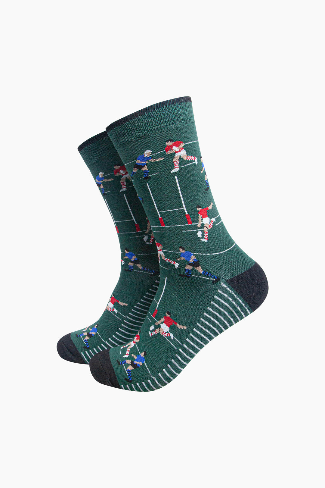 Rugby-Players-Men's-Bamboo-Socks-in-Forest-Green-On-Mannequin