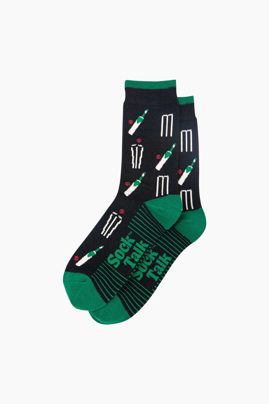 Cricket-Stumps-Bamboo-Socks-in-Black-Lying-Flat