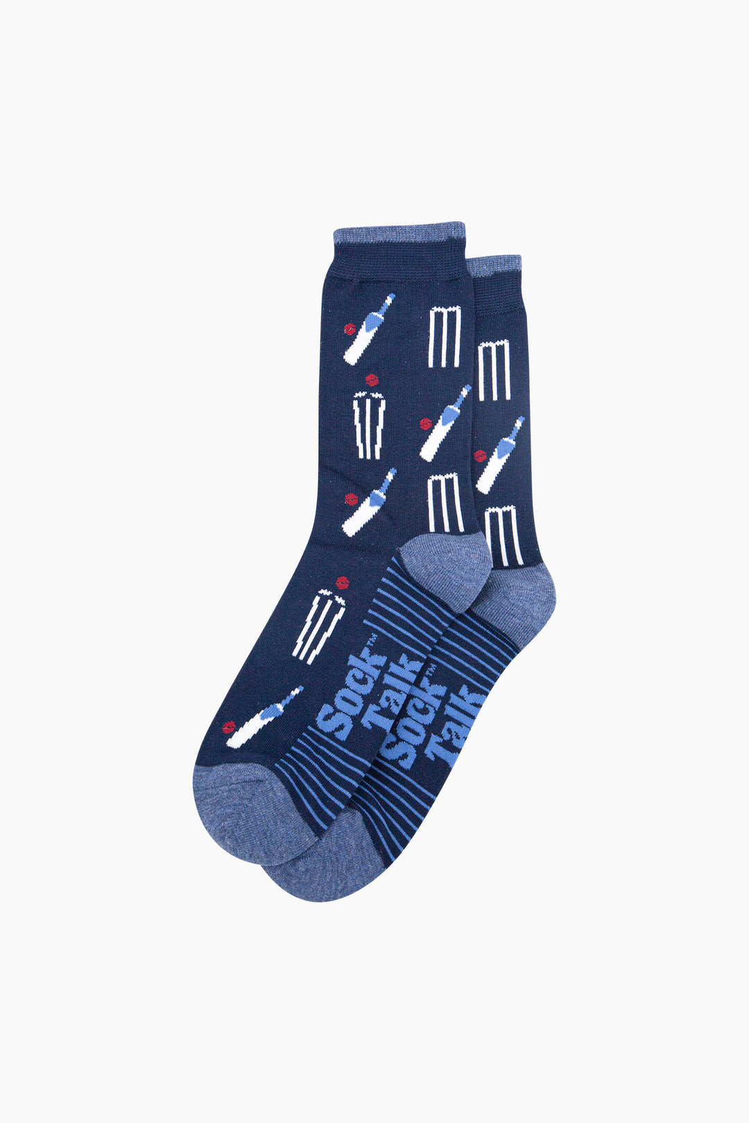 Cricket-Stumps-Bamboo-Socks-in-Navy-Blue-Lying-Flat