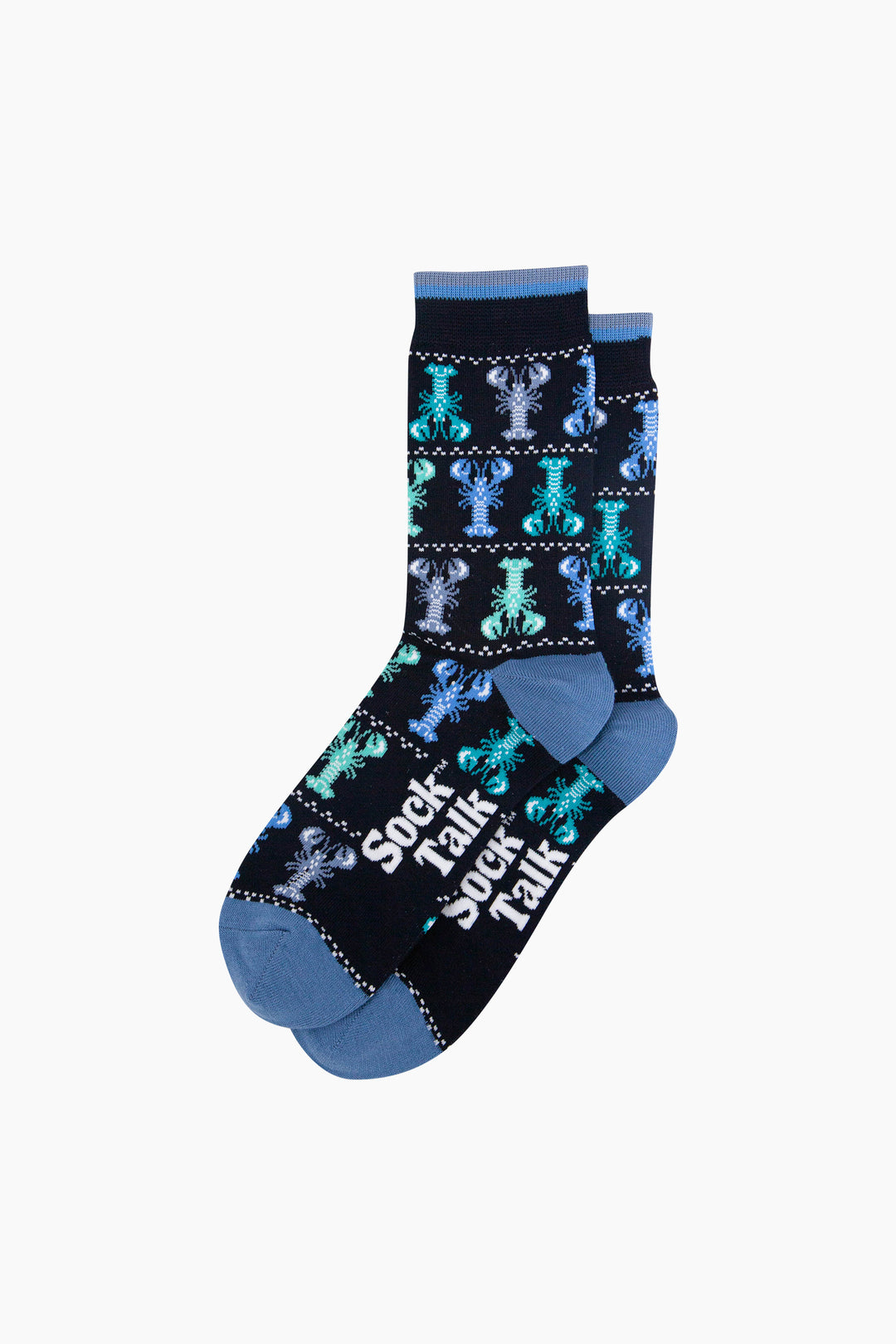 Animal-Bamboo-Crew-Socks-for-Men-Black-Lobster-Lying-Flat