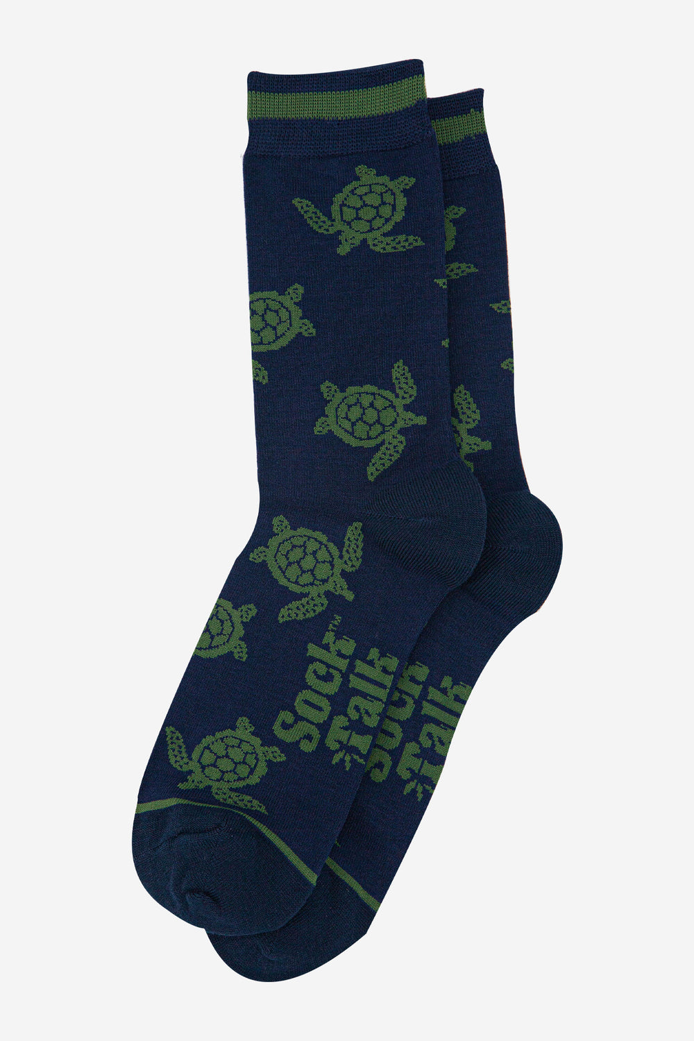 mens-bamboo-socks-navy-blue-turtle-laying-flat
