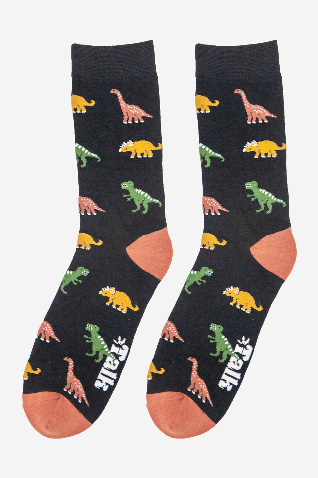 Men's Bamboo Crew Socks Christmas Cracker Gift Box - Black/Multi, Dinosaurs