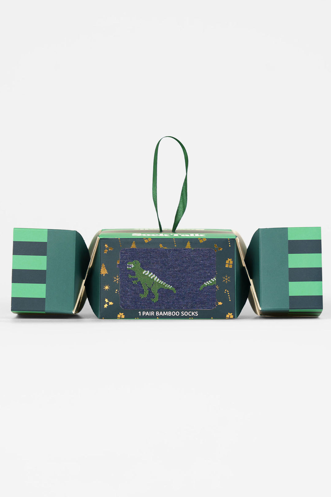 T-Rex-Dinosaur-Bamboo-Crew-Socks-Christmas-Cracker-Gift-Box-in-Navy-Blue