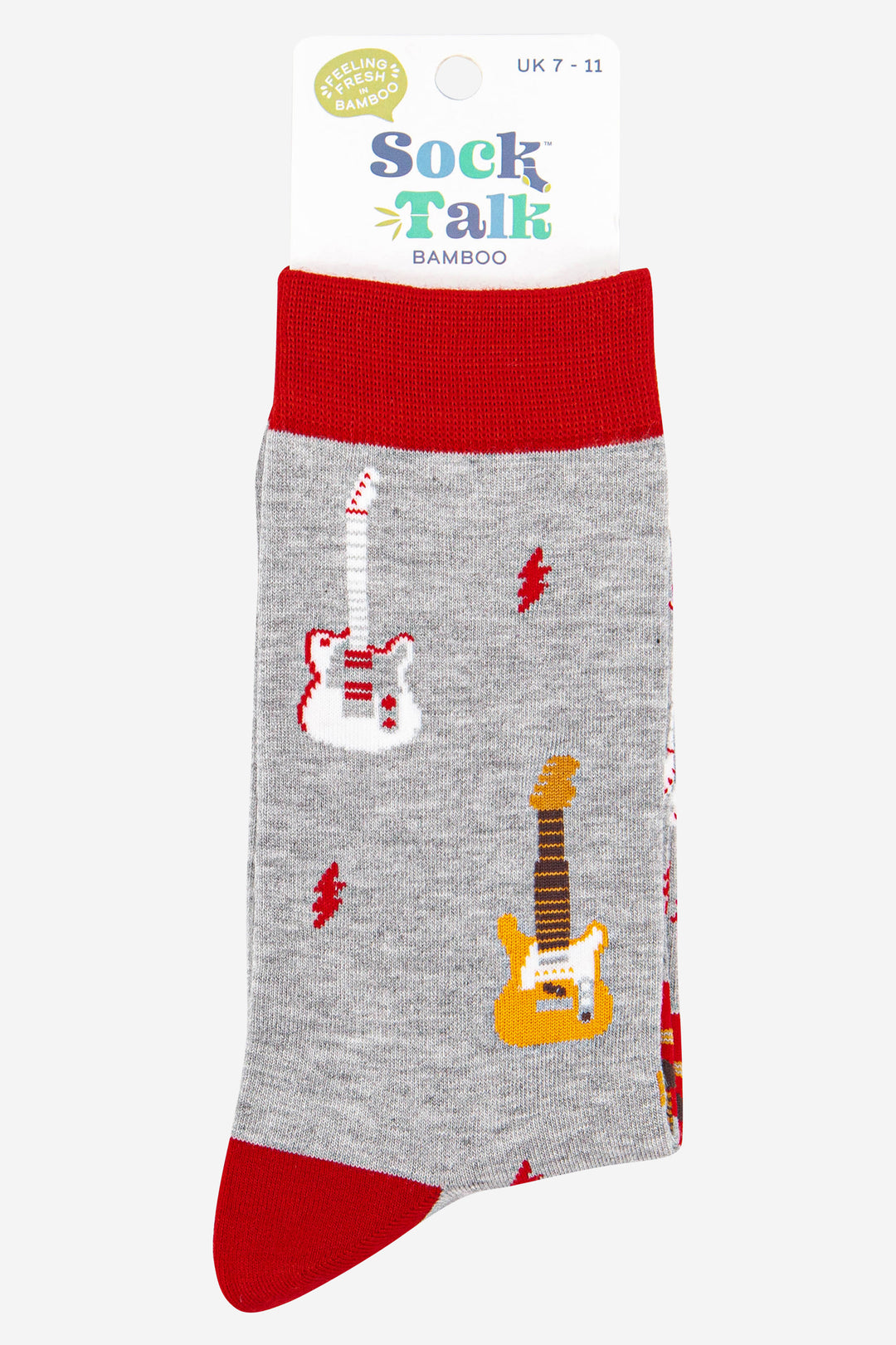 mens guitar music socks with lightning bolts, uk size 7-11