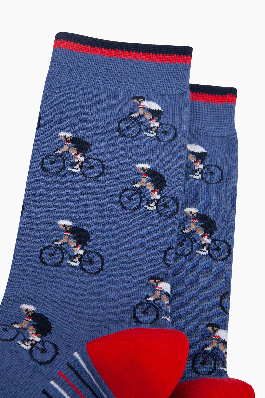 Sport-Bamboo-Crew-Socks-for-Men-Blue-Bicycle-Closeup
