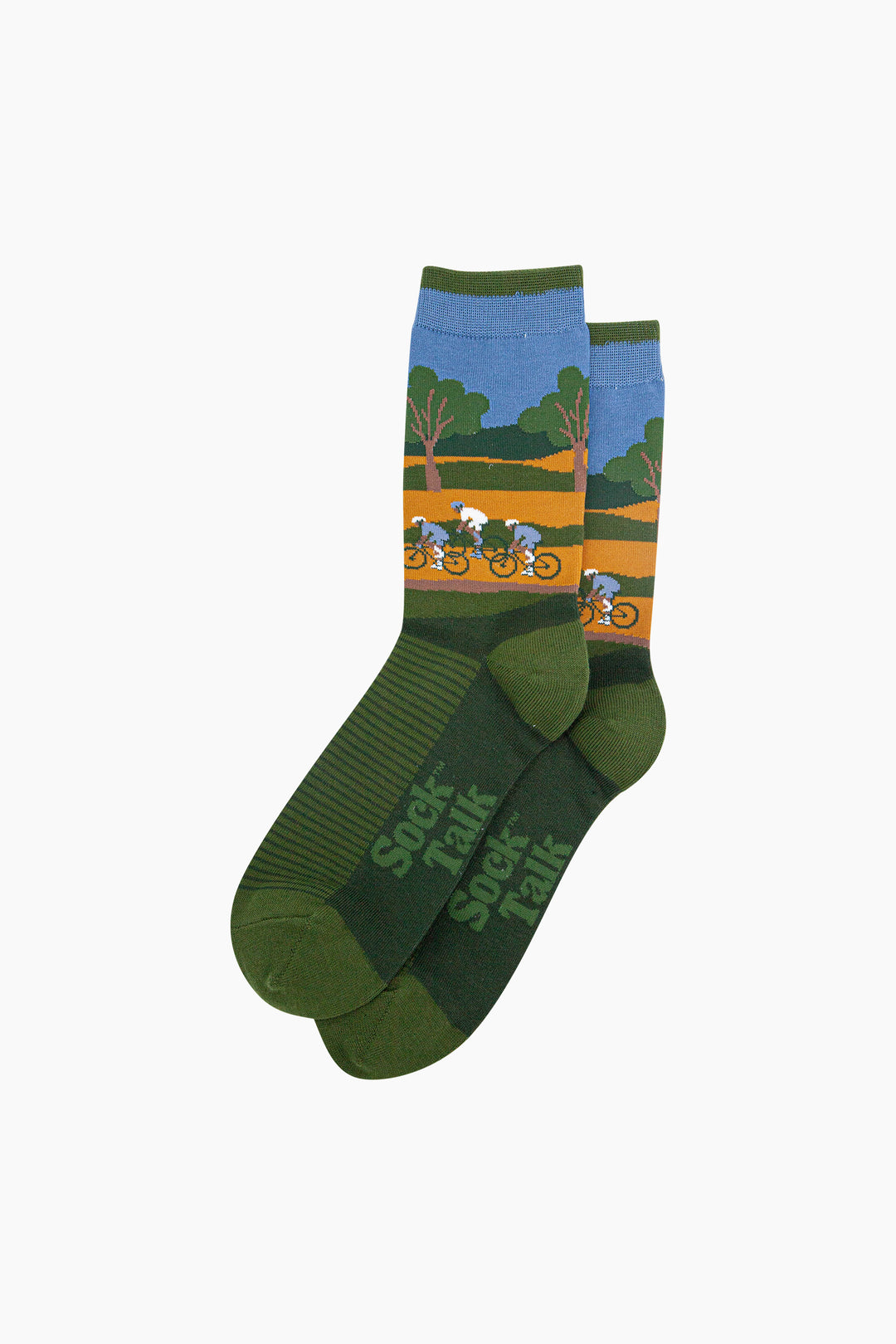 Summer-Cycling-Bamboo-Socks-in-Green-Lying-Flat