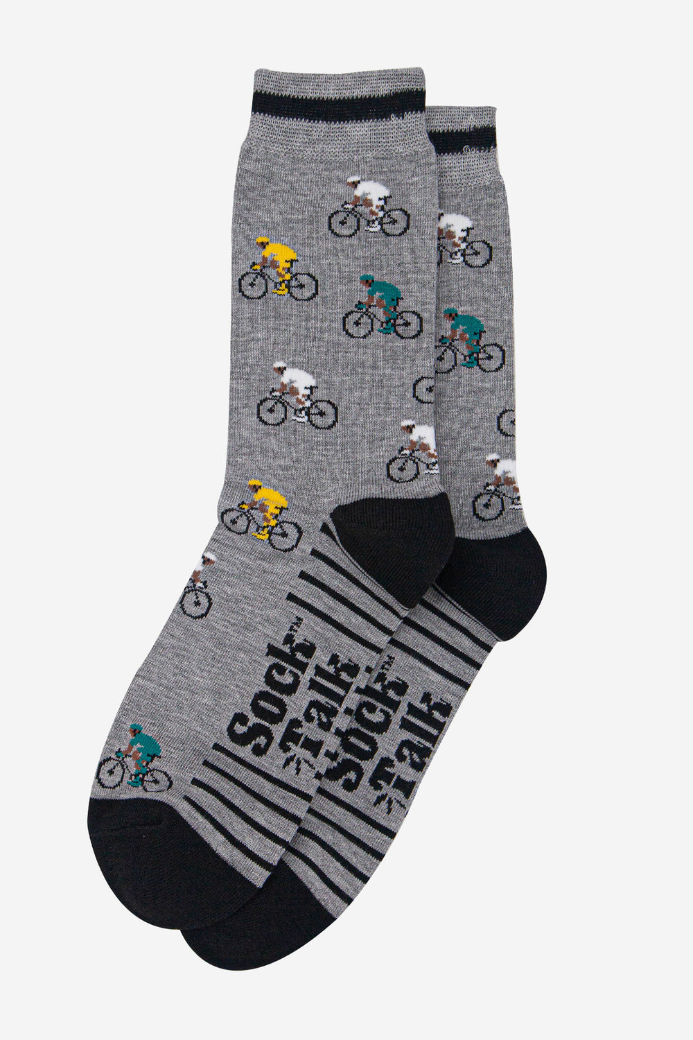 mens-bamboo-socks-grey-marl-black-mountain-bikes-laying-flat