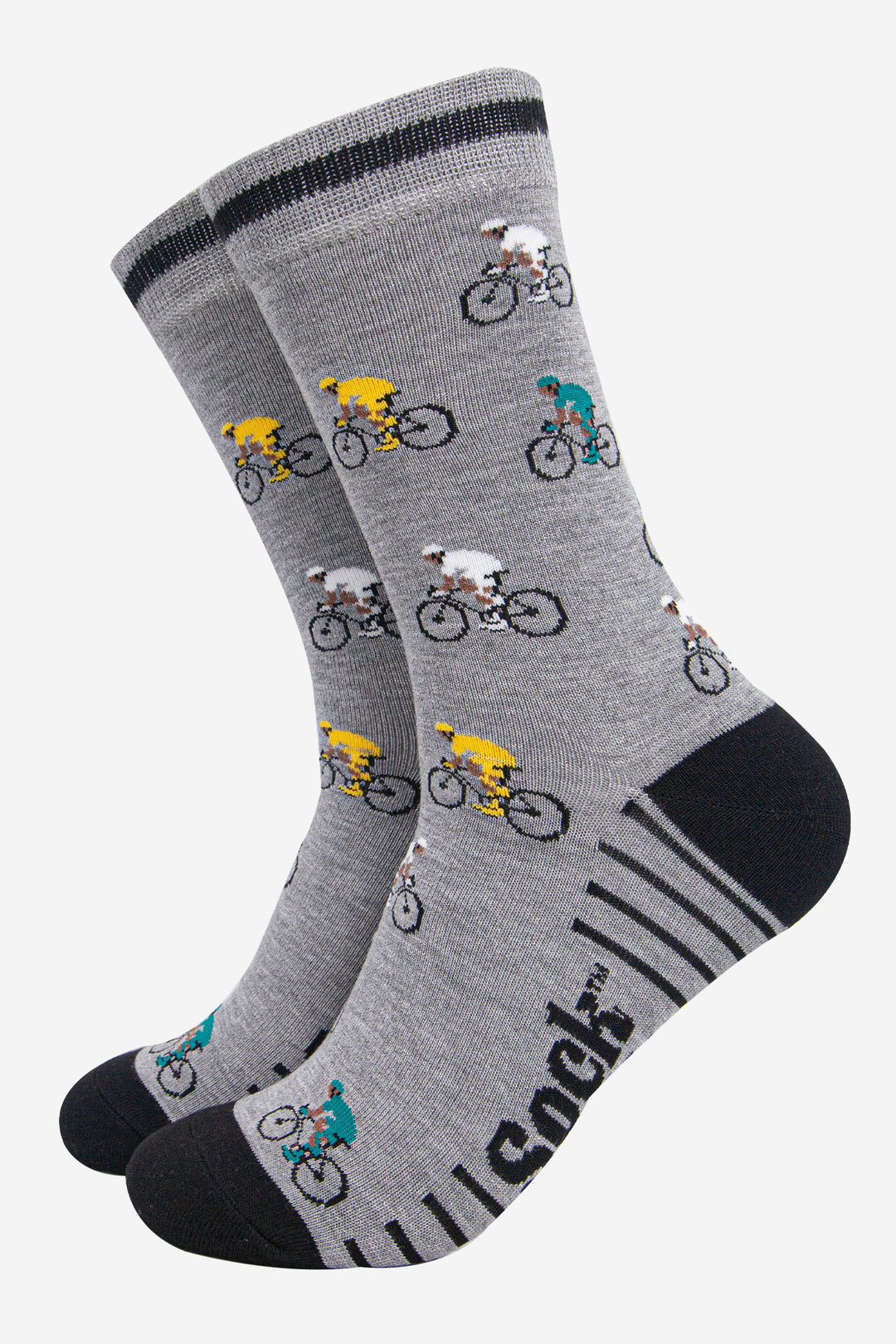 mens-bamboo-socks-grey-marl-black-mountain-bikes-cycling