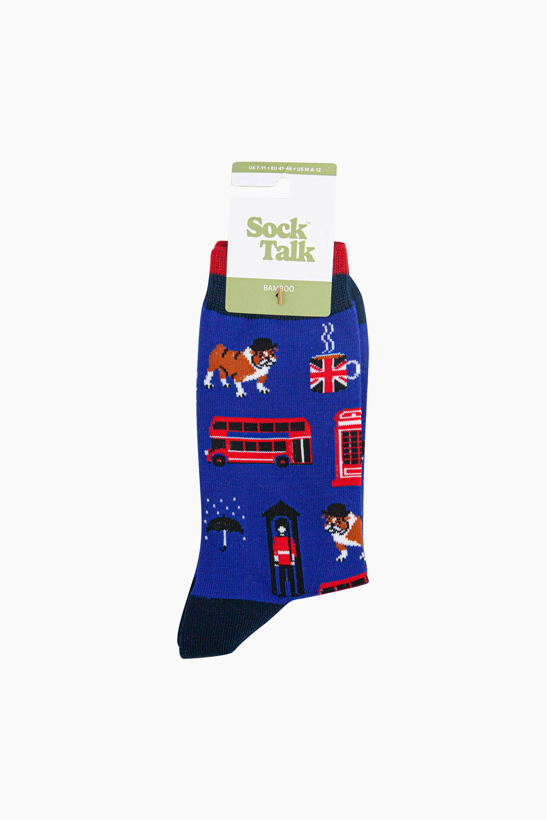 London-Landmarks-Bamboo-Socks-in-Royal-Blue-In-Packaging