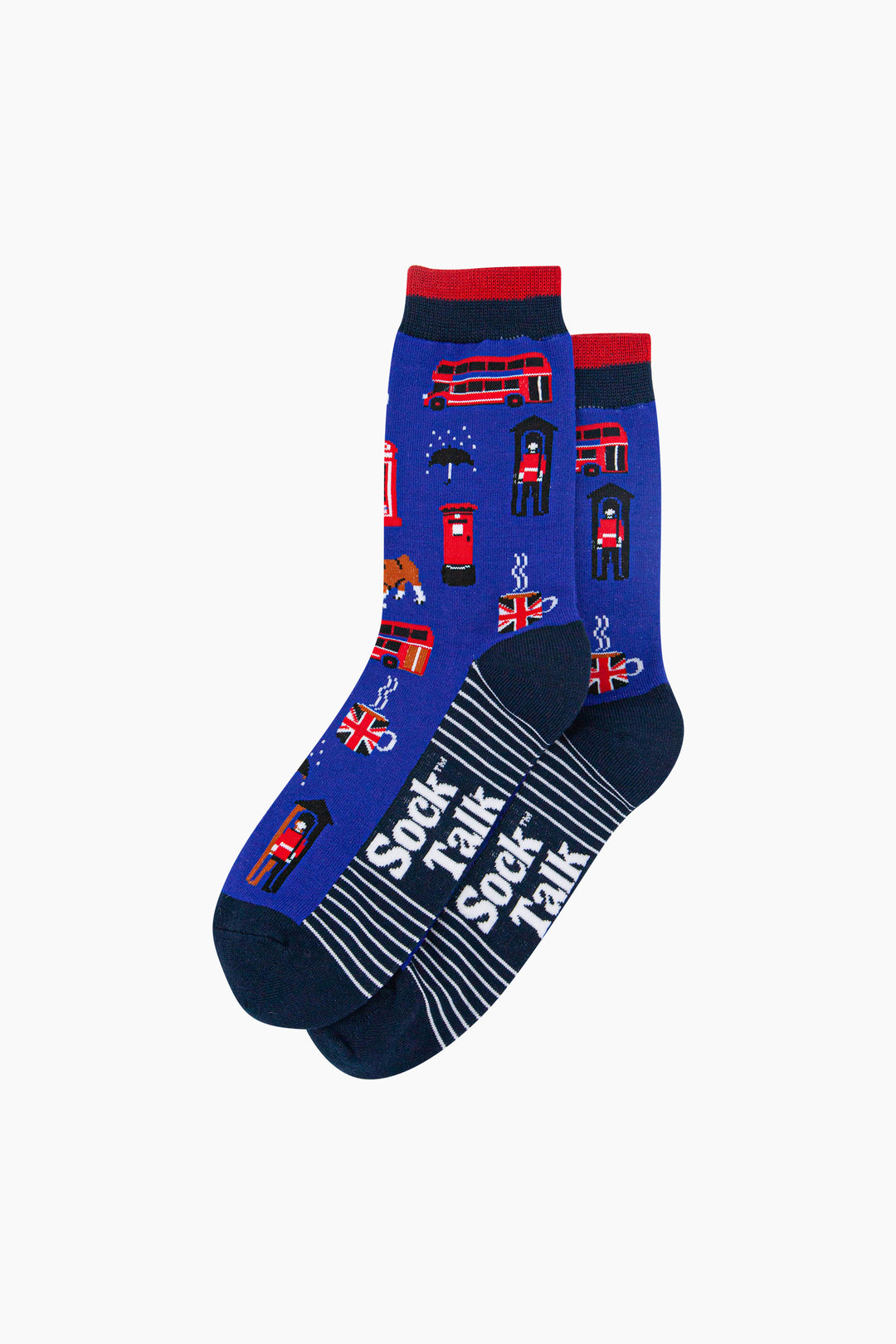 London-Landmarks-Bamboo-Socks-in-Royal-Blue-Lying-Flat