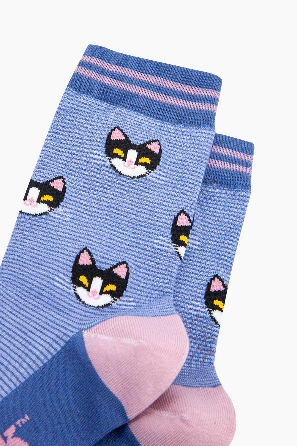 Cats-Striped-Bamboo-Socks-in-Blue-Closeup