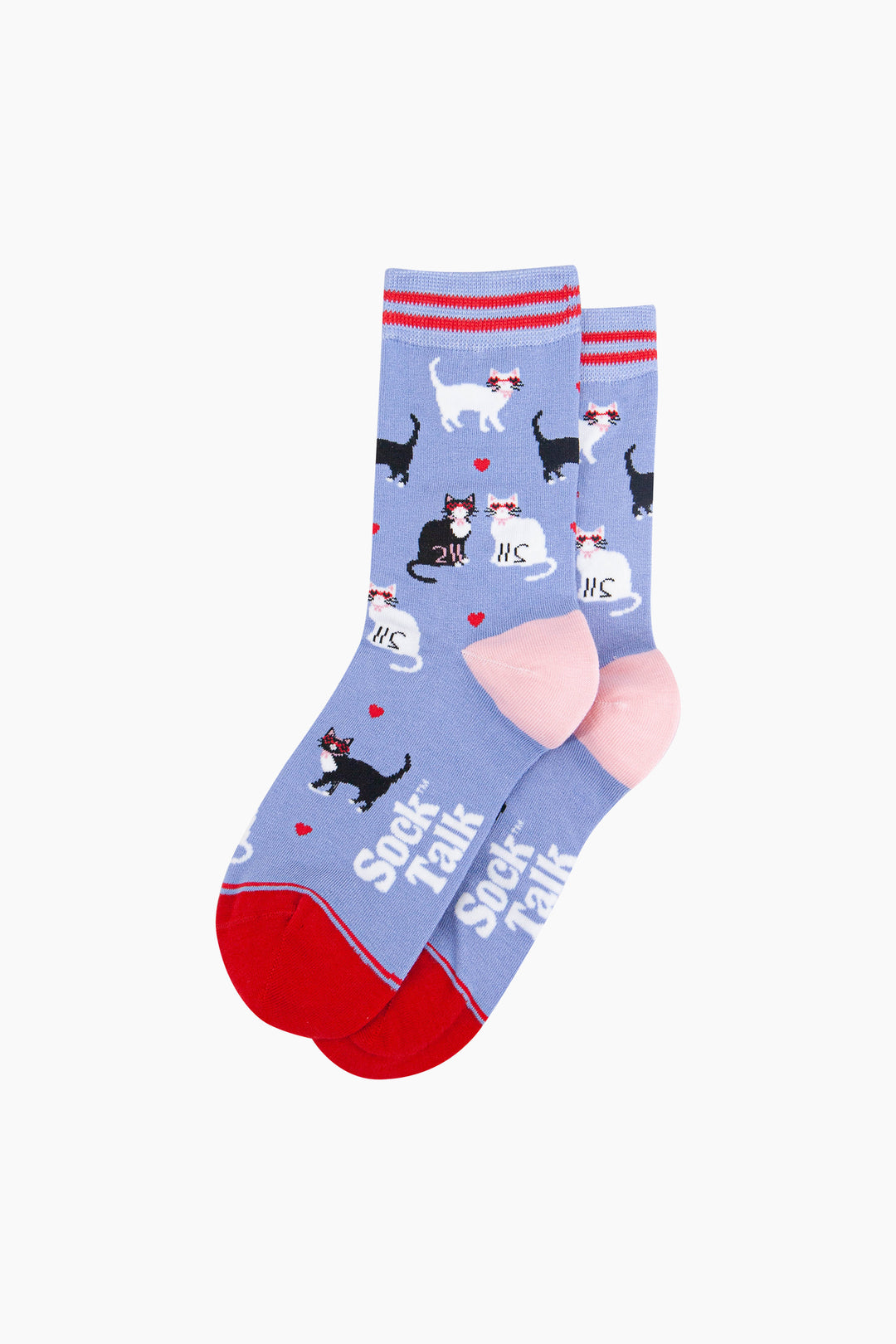 Cats-in-Love-Bamboo-Socks-in-Blue-Laid-Flat
