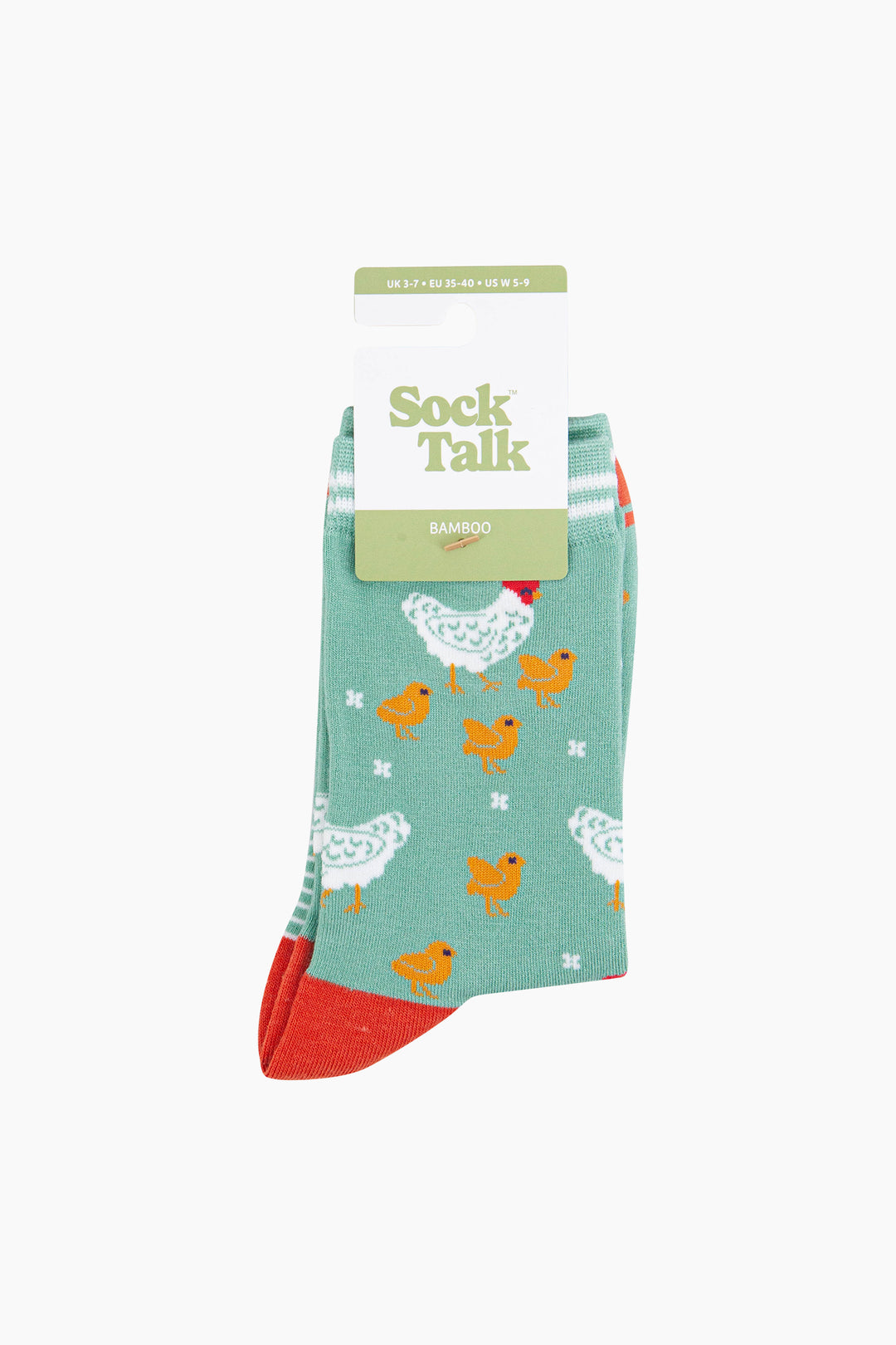 Hens-and-Chicks-Bamboo-Socks-in-Green-In-Packaging