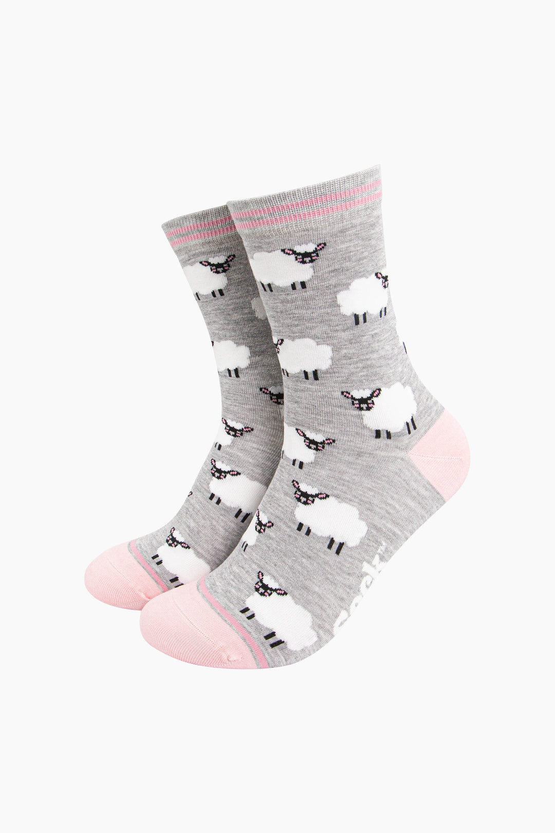 Sheep-Bamboo-Socks-in-Grey-Marl-On-Foot-Mannequin