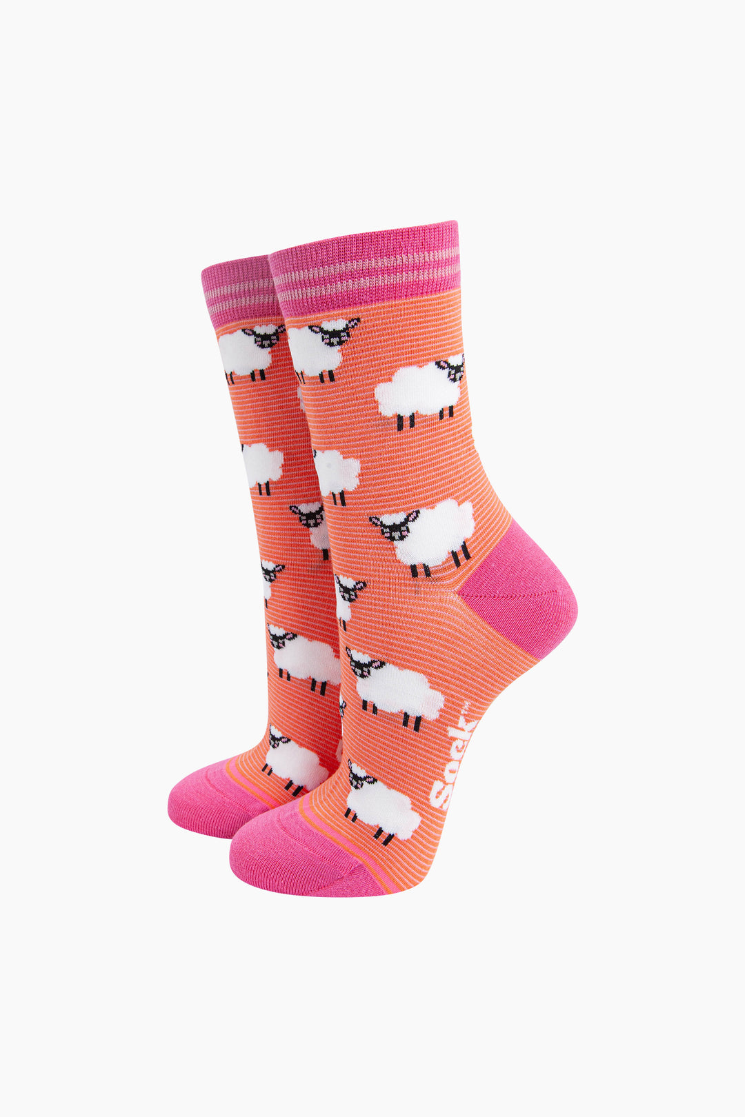 Sheep-Bamboo-Socks-in-Orange-On-Mannequin