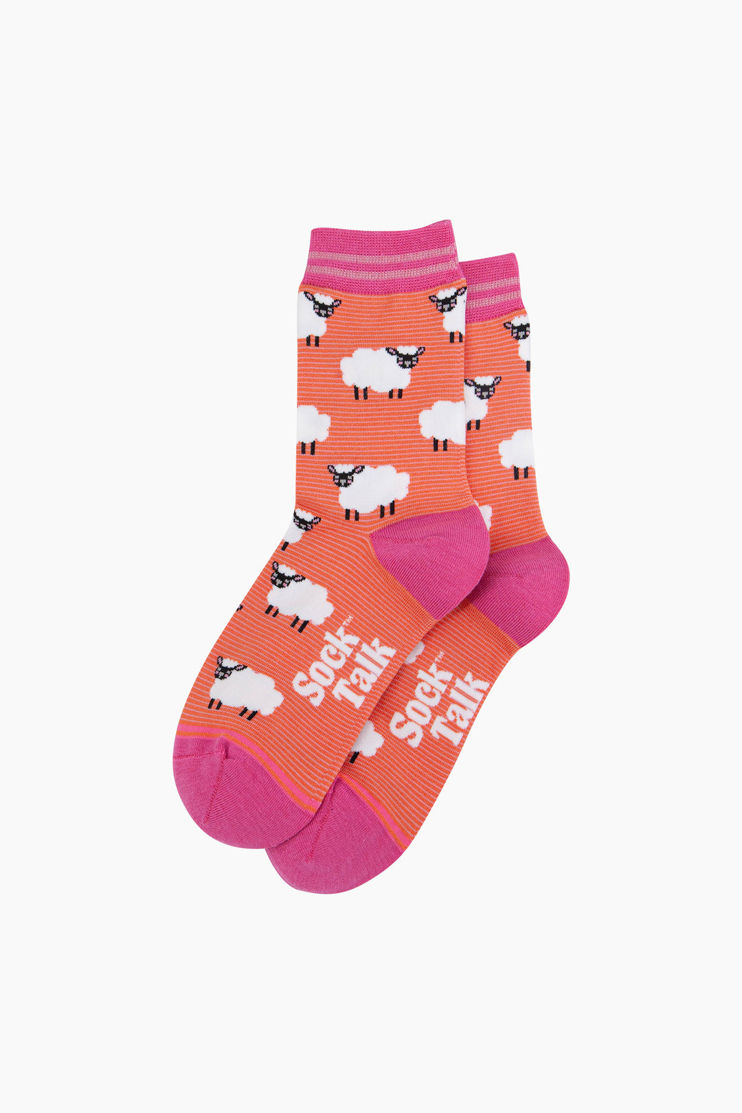 Sheep-Bamboo-Socks-in-Orange-Laid-Flat