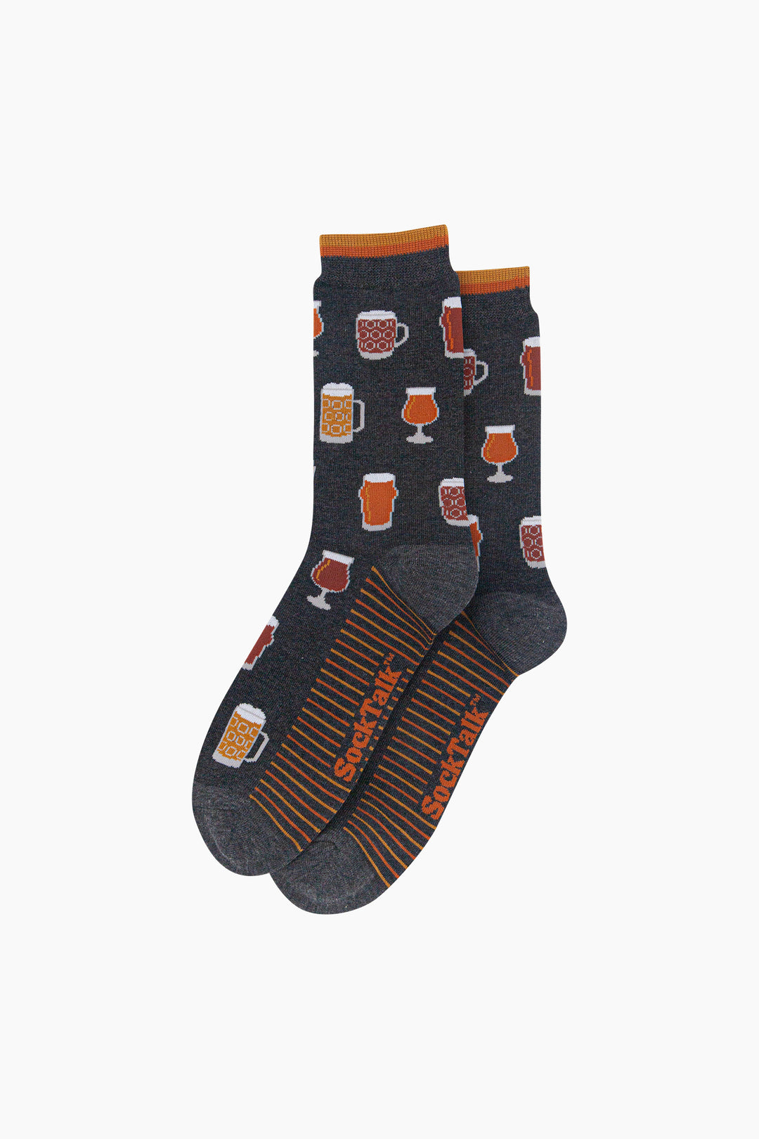Pints-of-Beer-Men's-Bamboo-Socks-in-Dark-Grey-Marl-Laid-Flat