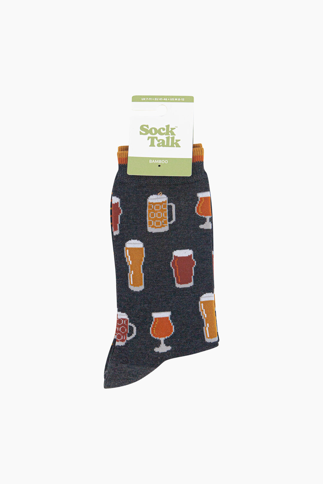 Pints-of-Beer-Men's-Bamboo-Socks-in-Dark-Grey-Marl-In-Packaging