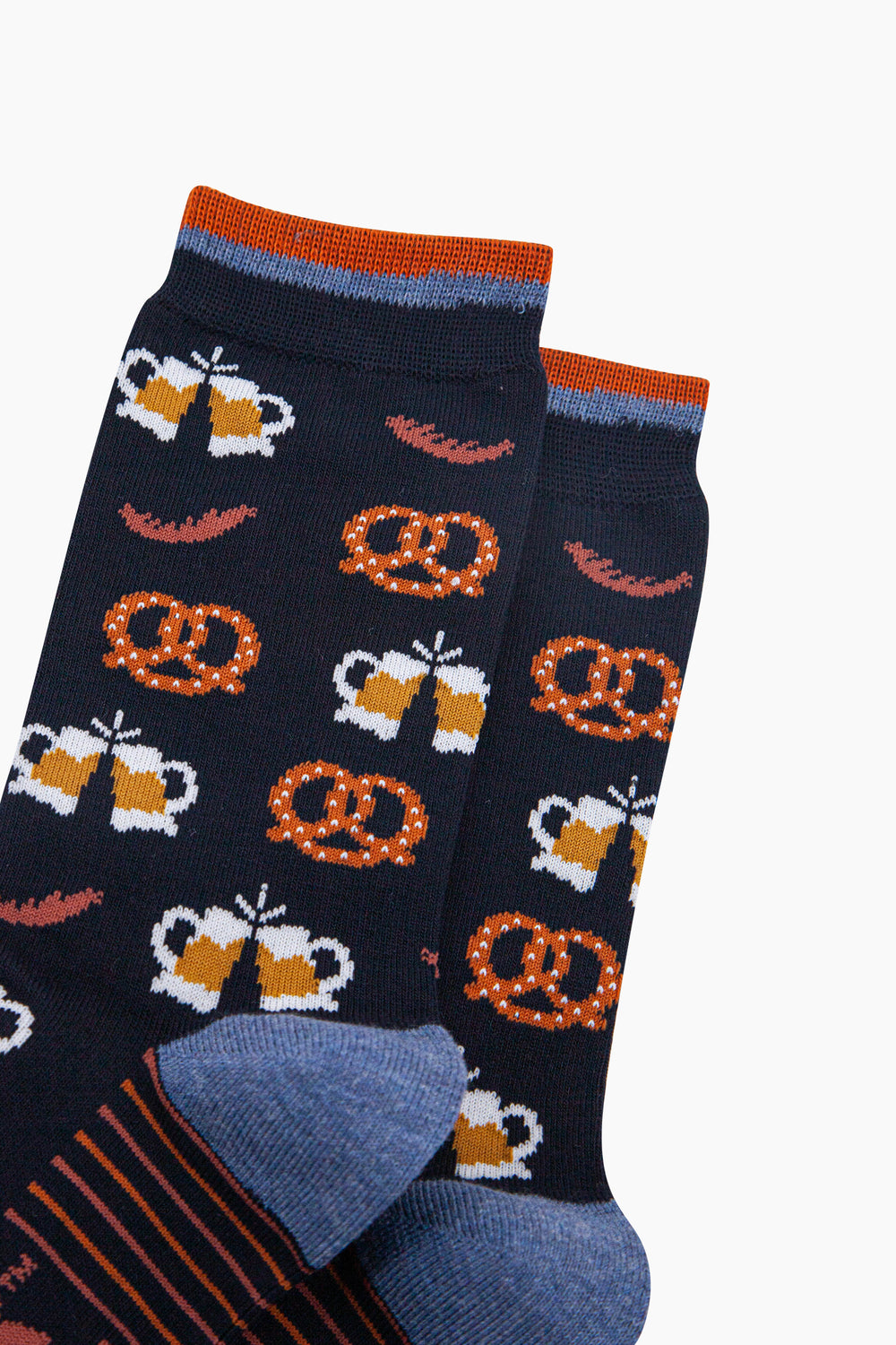 Oktoberfest-Beers-Bamboo-Socks-in-Navy-Blue-Closeup