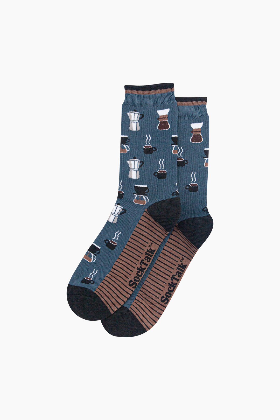 Barista-Coffee-Men's-Bamboo-Socks-in-Teal-Green-Laid-Flat