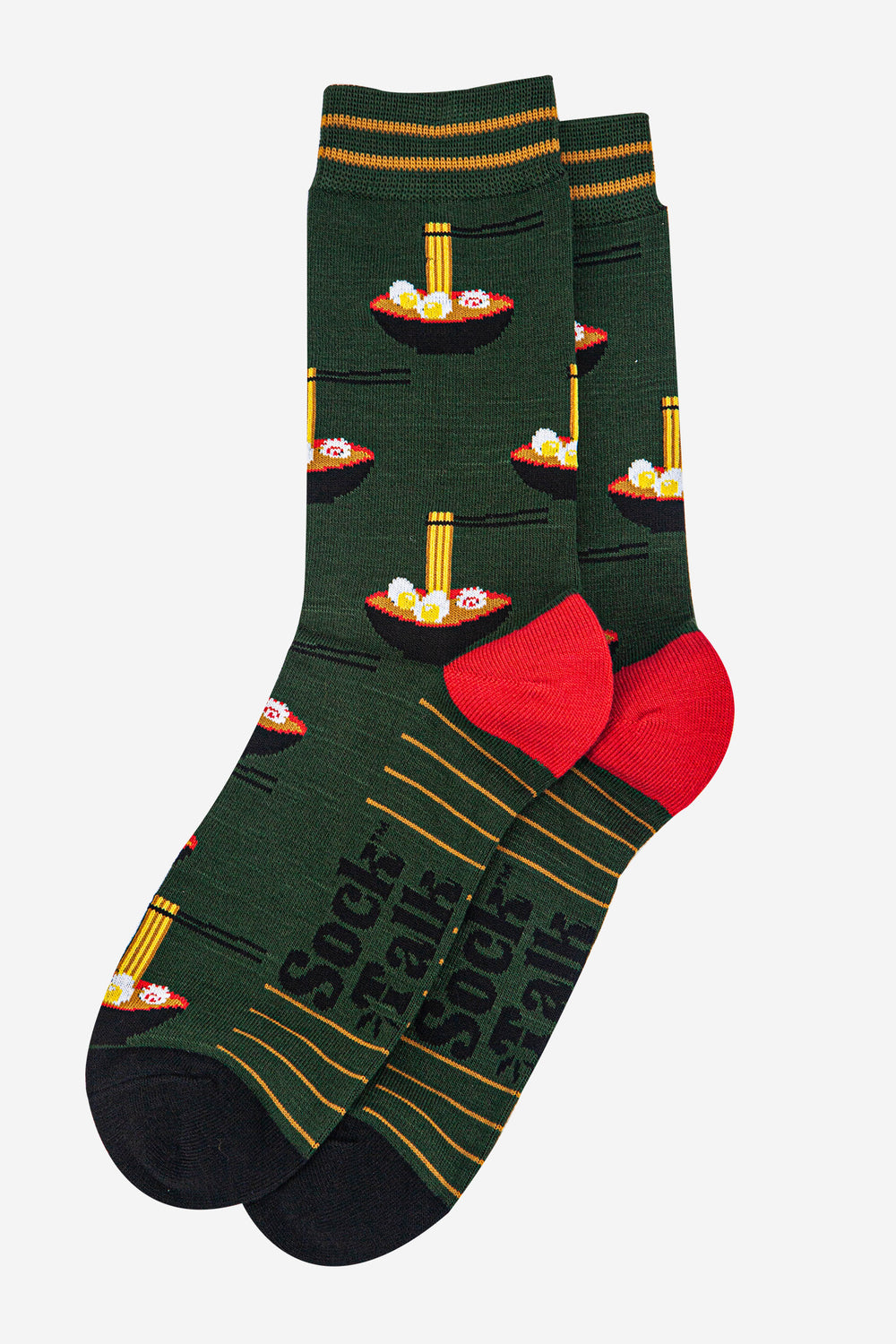 mens-bamboo-socks-khaki-black-ramen-laying-flat